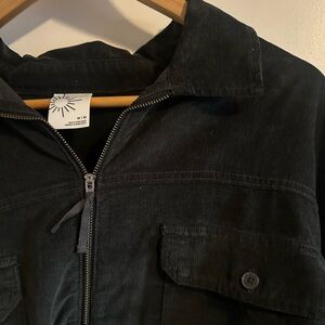 Aerie Black Corduroy Zip-Up Jacket